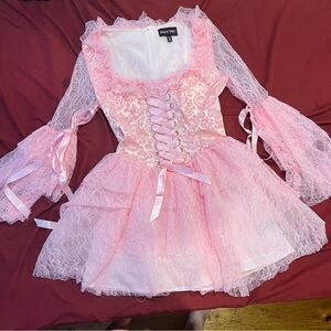 Dolls Kill Pink Lace Mini Dress